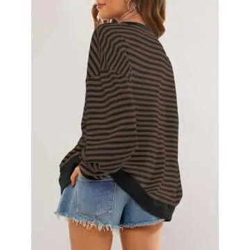 SENSERISE Women's Oversized Striped Sweatshirt - Chic Comfort