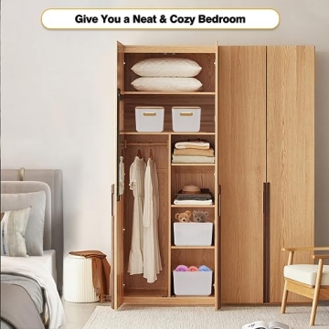 4 Stackable Storage Bins with Bamboo Lids for All Spaces