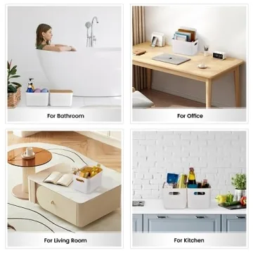 4 Stackable Storage Bins with Bamboo Lids for All Spaces