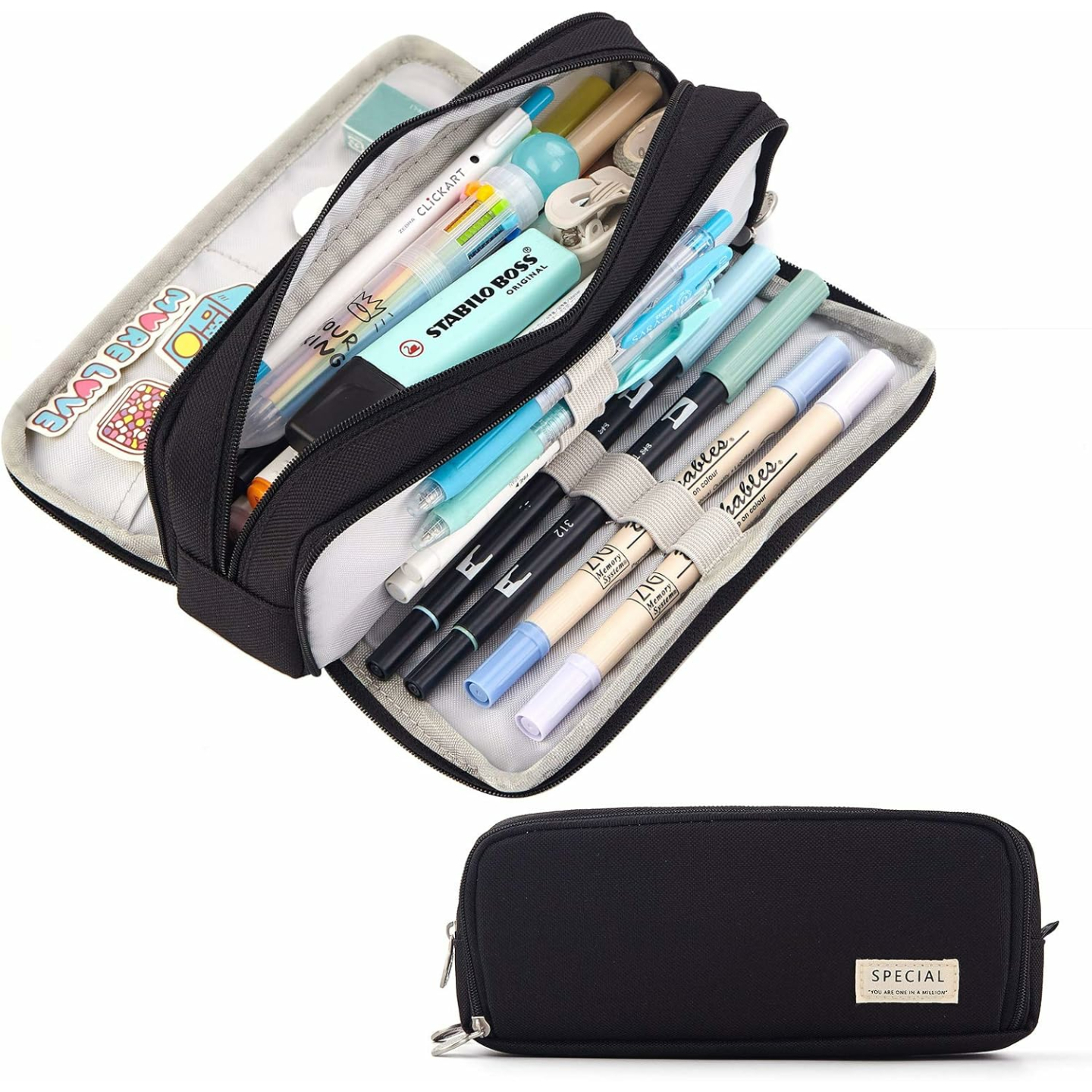 CICIMELON Large Capacity Pencil Case - 3 Compartments