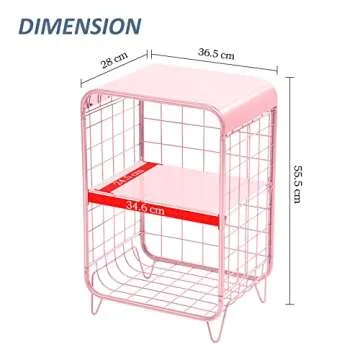 APEXCHASER 2-Tier Nightstand With Metal Frame in Pink