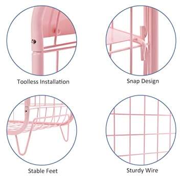 APEXCHASER 2-Tier Nightstand With Metal Frame in Pink