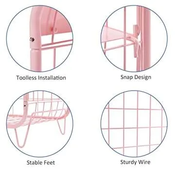 APEXCHASER 2-Tier Nightstand With Metal Frame in Pink