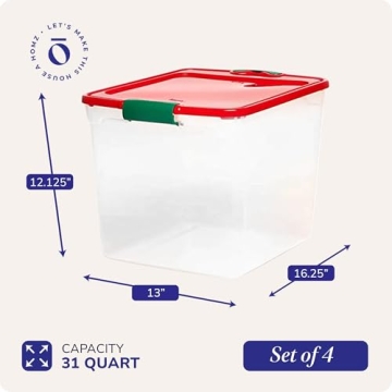 HOMZ Clear Stackable Holiday Storage 4 Pack