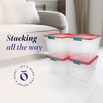 HOMZ Clear Stackable Holiday Storage 4 Pack