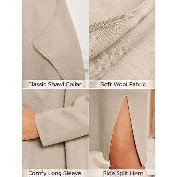 LILLUSORY Women's Long Cardigan Sweaters Oversized Fall Dressy Coatigan Jackets Trendy Knit Winter Coats LightTan M