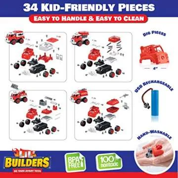 Lil Builders RC Fire Truck Building Toys for Kids