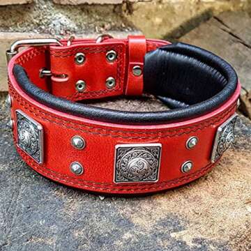 Bestia Eros Collar Red for Big Dogs. 2.5 inch Wide & Soft Padded
