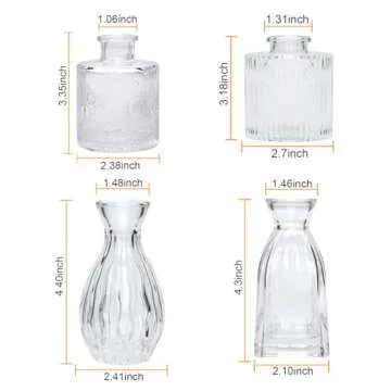 Mapoxy Glass Bud Vases Set of 4,Small Flower Vases for Wedding Centerpiece Table Decorations,Clear V...