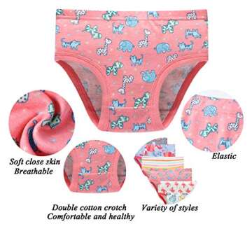 Baby Soft Cotton Panties Little Girls'Briefs Toddler Underwear (Pack of 6) 3/4T Multicolored