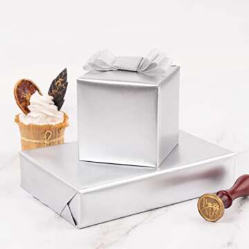 RUSPEPA Silver Wrapping Paper Solid Color - Mini Roll - for Wedding, Birthday, Shower, Congrats, and Holiday - 17 Inches X 32.8 Feet
