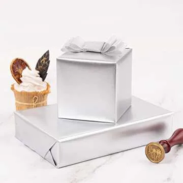 RUSPEPA Silver Wrapping Paper Solid Color - Mini Roll - for Wedding, Birthday, Shower, Congrats, and Holiday - 17 Inches X 32.8 Feet