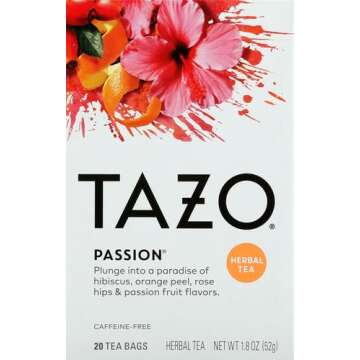 TAZO Passion Herbal Tea Bags, Iced or Hot, Caffeine-Free, 20 Total Tea Bags