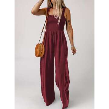 Dokotoo Women's Casual Wide-Leg Jumpsuit with Pockets