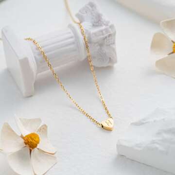 OSNIE Flower Girl H Alphabet Necklace - 14K Gold Plated