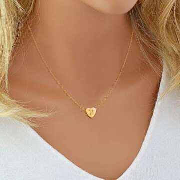 OSNIE Flower Girl H Alphabet Necklace - 14K Gold Plated