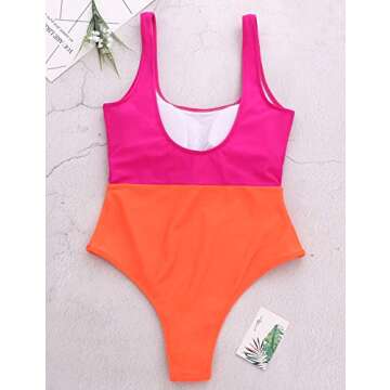 Everrysea Sexy Cutout One Piece Swimsuits for Women Tie Front High Waisted High Cut Monokini Bathing Suits Hotpink