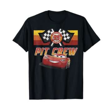 Disney Pixar Cars McQueen Pit Crew Red Distressed T-Shirt T-Shirt