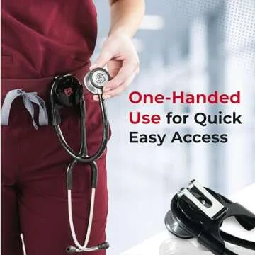 MotivatEM Stethoscope Holder Kit – Hip Clip with Rotating Clip for Neck Pain Relief + 3 BONUSES: Stethoscope AirTag Holder, Stethoscope Replacement Covers/Ear Pieces (Classic III & IV), and Bag Hanger