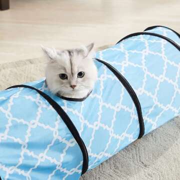 Figopage Straight Cat Tunnels Tube, Cat Toys for Indoor Cats, Cat Tunnel Bed Pop-up Collapsible Pet ...