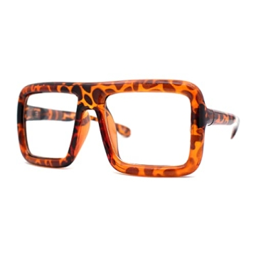 SA106 Thick Bubble Bevel Rim Oversize Rectangle Eyeglasses Tortoise