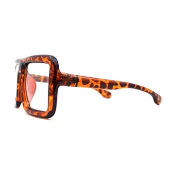 SA106 Thick Bubble Bevel Rim Oversize Rectangle Eyeglasses Tortoise