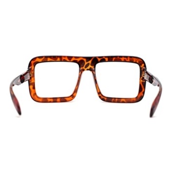 SA106 Thick Bubble Bevel Rim Oversize Rectangle Eyeglasses Tortoise