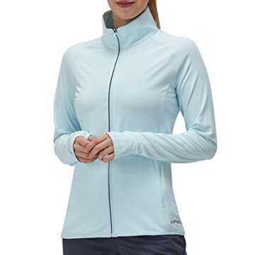 Women's UPF 50+ UV Sun Protection Clothing Long Sleeve Athletic Hiking Shirts Lightweight SPF Zip Up Outdoor Jacket (Blue,2XL)