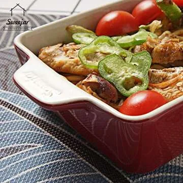 Sweejar Ceramic Bakeware Set, Rectangular Baking Dish for Oven Lasagna Pans for Cooking, Kitchen, Cake Dinner, Banquet and Daily Use, 11.8 x 7.8 x 2.75 Inches of Baking Pans (Red)