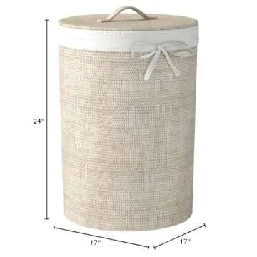 xiweot Laguna Hamper - Stylish White Wash Rattan Solution