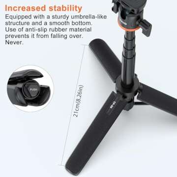 VRIG Magnetic Cell Phone Tripod, Compatible with MagSafe, TP-06+MG-03 Phone Tripod 21.6" Extendable ...