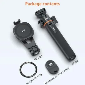 VRIG Magnetic Cell Phone Tripod, Compatible with MagSafe, TP-06+MG-03 Phone Tripod 21.6" Extendable Magnetic Selfie Stick Tripod Stand with Wireless Remote, Tripod for iPhone 14 13 12 & All Phones