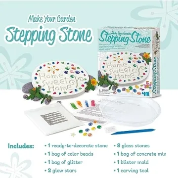 4M Make Your Garden Stepping Stone Kit-Outdoor Toys - Arts and Crafts for Kids Ages 8-12