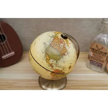 Annova Antique Globe Dia 5.5-inch / 14CM - Educational/Geographic/Modern Desktop Decoration - Stainless Steel Arc and Base - for School, Home, and Office (Antique 5.5“) (Brown-1)