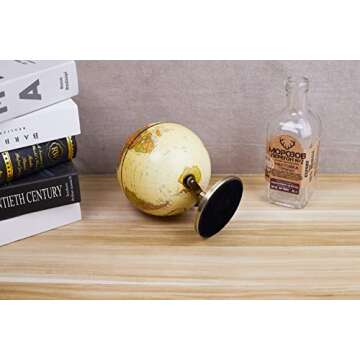 Annova Antique Globe Dia 5.5-inch / 14CM - Educational/Geographic/Modern Desktop Decoration - Stainless Steel Arc and Base - for School, Home, and Office (Antique 5.5“) (Brown-1)