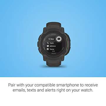 Garmin Instinct 2 Solar, GPS Outdoor Watch, Solar Charging Capabilities, Multi-GNSS Support, Tracbak Routing, Graphite