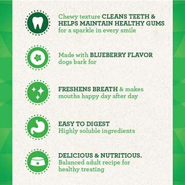 Greenies TEENIE Natural Dental Care Dog Treats Blueberry Flavor, 12 oz. Pack (43 Treats)