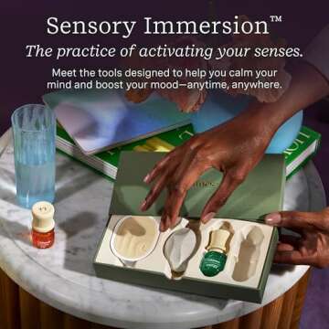 Lifelines Sensory Immersion Gift Set - Includes Everyday Aromatherapy Diffuser, Fidget Grounding Stone & 2 Essential Oil Blends - Unique Sensory Gifts for Women & Men