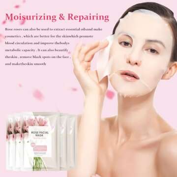 YAFUSIPE Face Mask Skin Care Anti Aging Facial Mask Sheets Mask Face Masks Beauty Rose Sheet Masks for Face Bulk Face Masks Skincare Facial Masks 10 Sheets