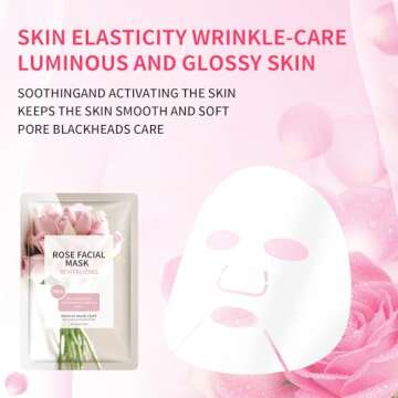 YAFUSIPE Face Mask Skin Care Anti Aging Facial Mask Sheets Mask Face Masks Beauty Rose Sheet Masks for Face Bulk Face Masks Skincare Facial Masks 10 Sheets