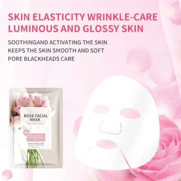 YAFUSIPE Face Mask Skin Care Anti Aging Facial Mask Sheets Mask Face Masks Beauty Rose Sheet Masks for Face Bulk Face Masks Skincare Facial Masks 10 Sheets