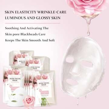 YAFUSIPE Face Mask Skin Care Anti Aging Facial Mask Sheets Mask Face Masks Beauty Rose Sheet Masks for Face Bulk Face Masks Skincare Facial Masks 10 Sheets
