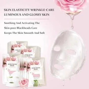 YAFUSIPE Face Mask Skin Care Anti Aging Facial Mask Sheets Mask Face Masks Beauty Rose Sheet Masks for Face Bulk Face Masks Skincare Facial Masks 10 Sheets