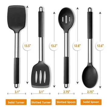 E-far Cooking Utensils Set of 4, Silicone Kitchen Utensils for Non-stick Cookware, Heat Resistant & ...