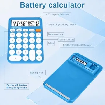 Standard 12-Digit Portable Calculator with Large LCD Display