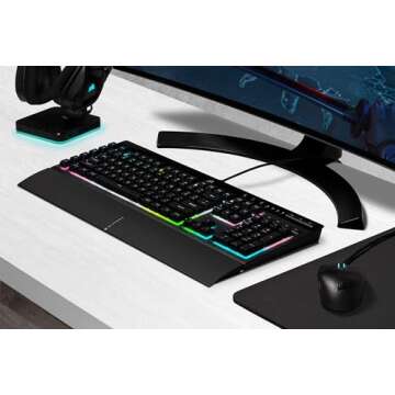 Corsair K55 RGB PRO XT - Dynamic Per-Key RGB Backlighting - Six Macro Keys with Elgato Stream Deck Software Integration - IP42 Dust and Spill-Resistant - QWERTY US Layout - Black