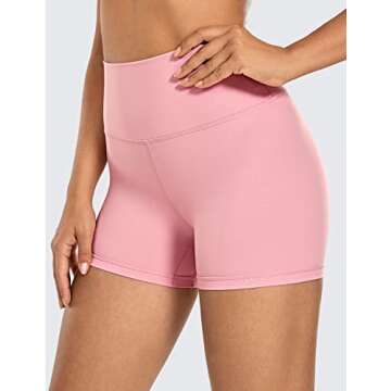 CRZ YOGA Women's Naked Feeling Biker Shorts - 4 Inches High Waist Yoga Workout Running Gym Spandex