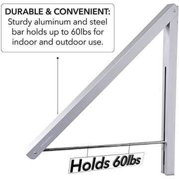Single Foldable Clothing Rack, Wall-Mounted Retractable Clothes Hanger for Laundry Dryer Room, Hanging Drying Rod, Small Collapsible Folding Garment Racks, Dorm Accessories (Chrome)