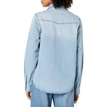 The Drop Women's Kathryn Long Sleeve Western Snap Front Denim Shirt