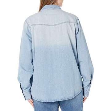 The Drop Women's Kathryn Long Sleeve Western Snap Front Denim Shirt